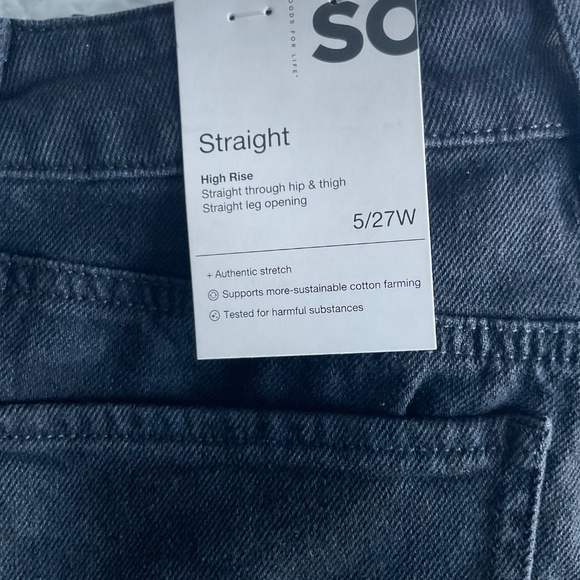 SO Jeans High-Rise Stretch Straight Juniors Size 5 Black Checkers Pattern - Picture 3 of 14